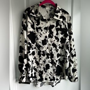 Verdusa Women's Button Front Long Sleeve Rodeo Shirt Blouse Top Cow Print